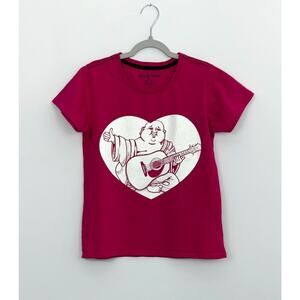 True Religion Girls T Shirt L 12-14 Cotton Fuchsia Short Sleeve Crew Neck Logo